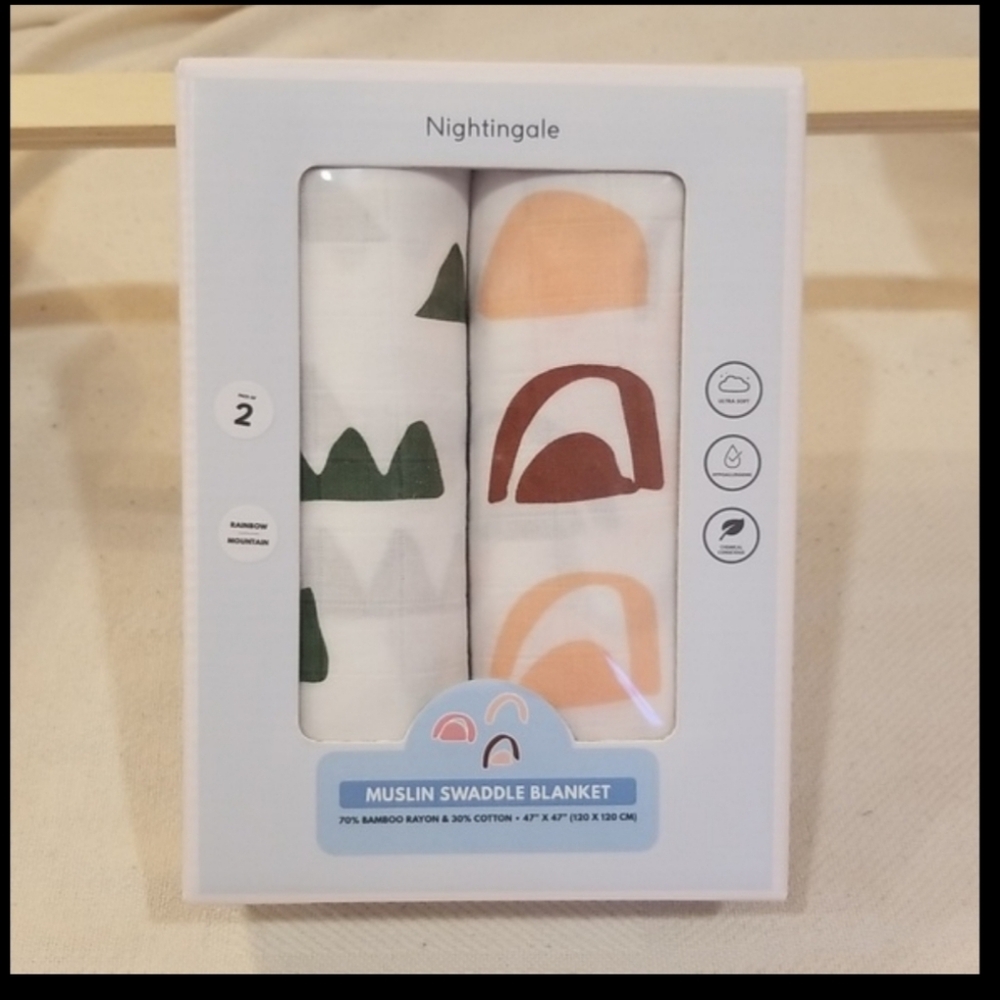Nightingale 2 Pack Neutral Print Baby Blanket